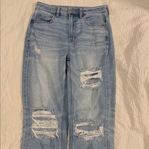 American Eagle mom straight Jean/ Distressed Light Blue Women's Jeans